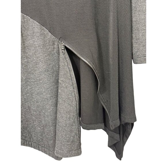 Alembika Asymmetric Tunic Top Black Long Slv Mixed Fabric/Pattern Size 3|US 8-10 - Picture 8 of 14